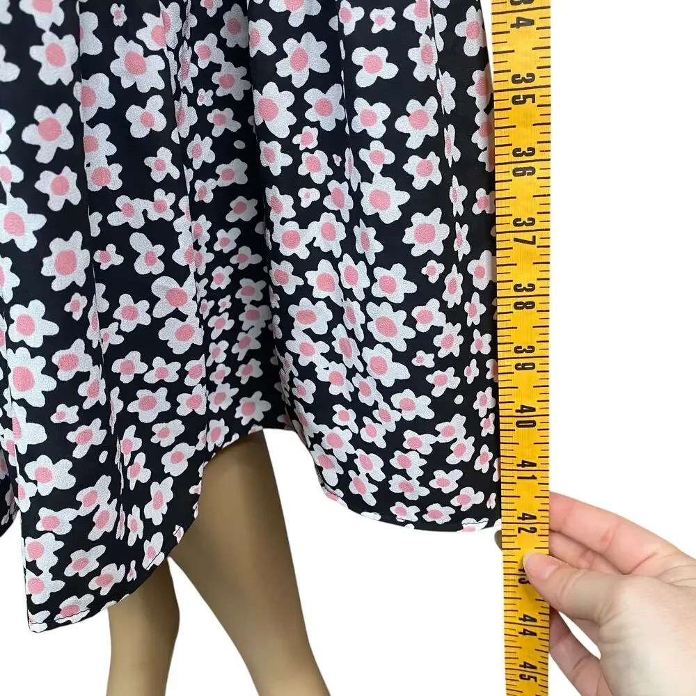 J Crew Poppy Garden Floral Tiered Midi Dress S Black Cottagecore A-line Ditsy